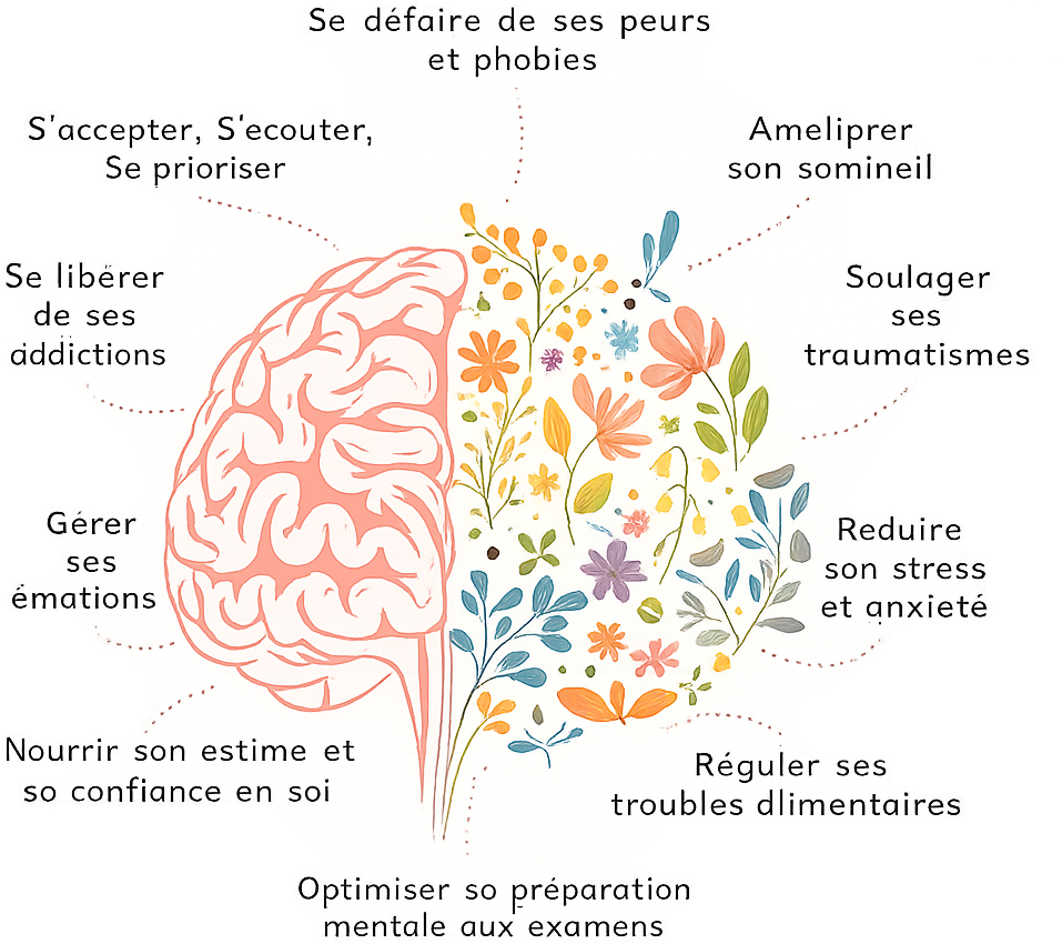 Illustration du cerveau représentant les bienfaits de l’hypnothérapie